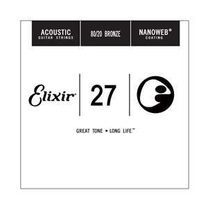 Elixir .027 Gauge 80/20 Bronze Nanoweb Single Guitar String