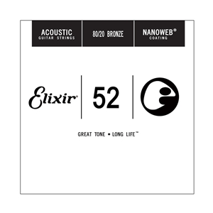 Elixir .052 Gauge 80/20 Bronze Nanoweb Single Guitar String