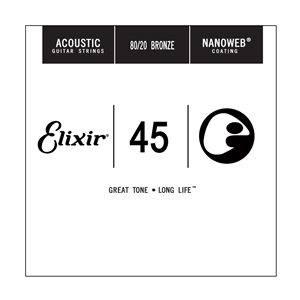 Elixir .045 Gauge 80/20 Bronze Nanoweb Single Guitar String