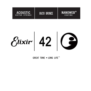 Elixir .042 Gauge 80/20 Bronze Nanoweb Single Guitar String