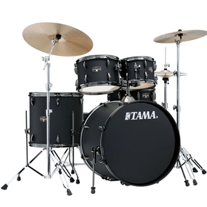 Tama Imperialstar IE52C 5-piece Complete Drum Set w/ 22" Bass Drum, Snare Drum and Meinl Cymbals - Blacked Out Black Finish