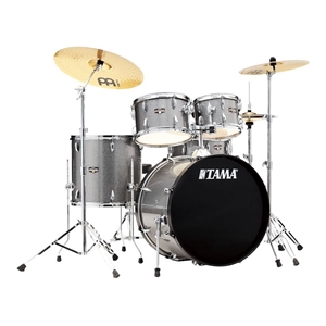 Tama IE52CGXS ImperialStar Complete Drum Set with 22" Bass Drum, Snare, and Meinl Cymbals - Galaxy Silver Finish - AIMM Exclusive