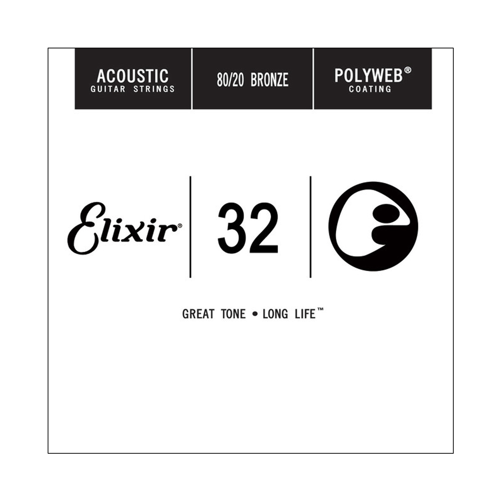 Elixir .032 Gauge 80/20 Polyweb Single Guitar String