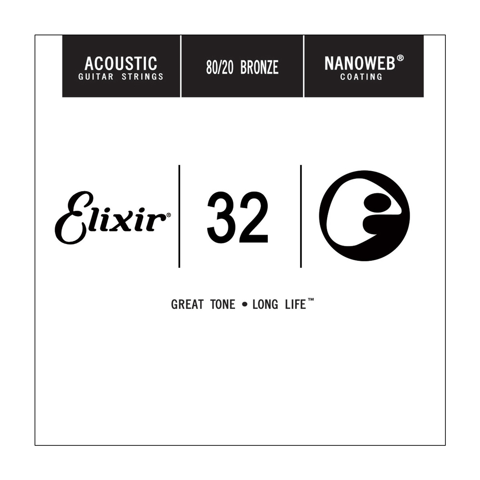 Elixir .032 Gauge 80/20 Bronze Nanoweb Single Guitar String