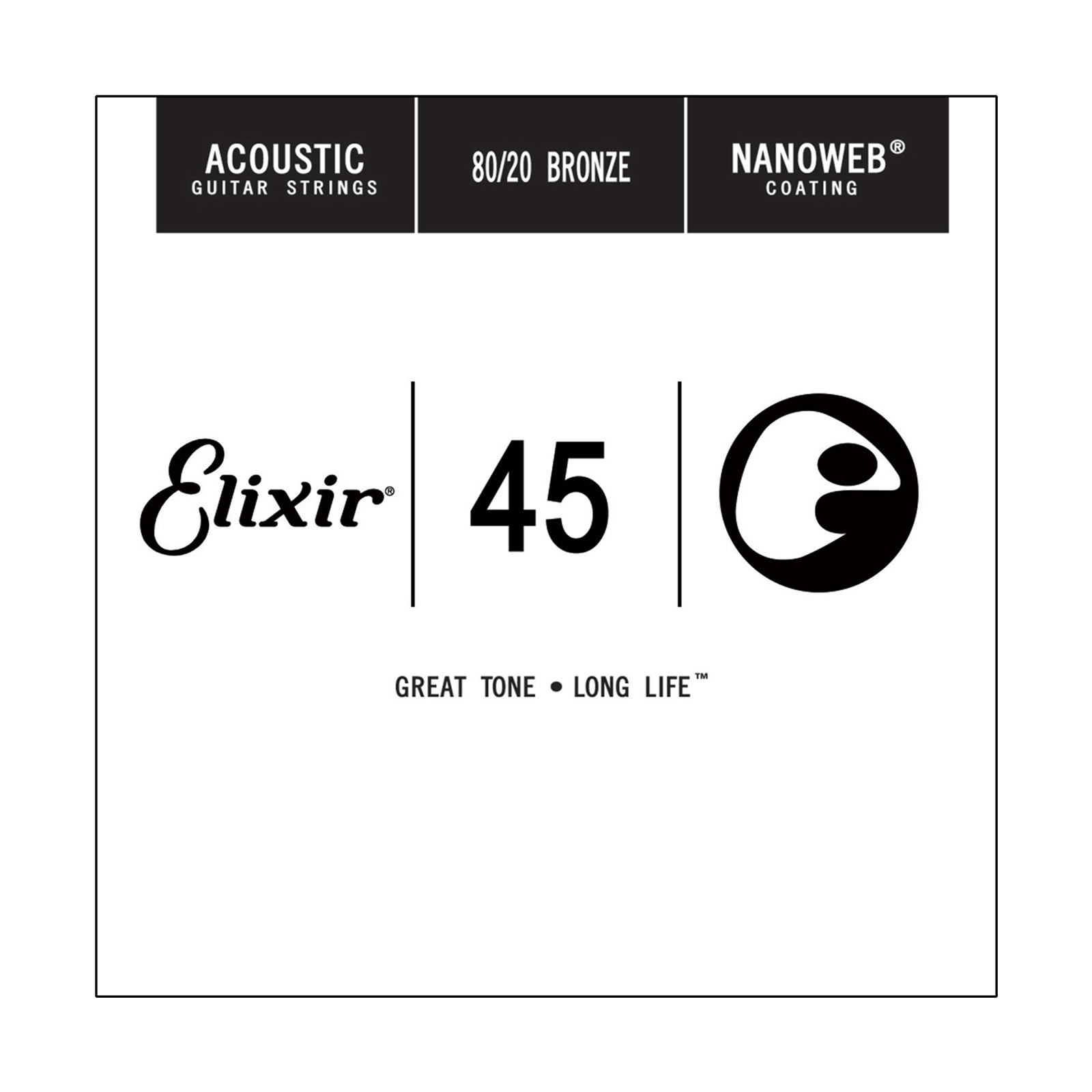 Elixir .045 Gauge 80/20 Bronze Nanoweb Single Guitar String