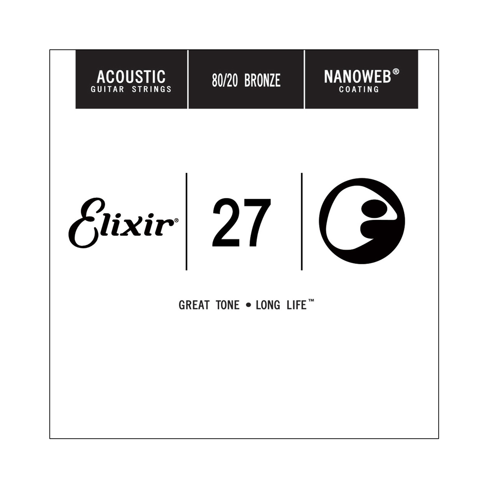 Elixir .027 Gauge 80/20 Bronze Nanoweb Single Guitar String