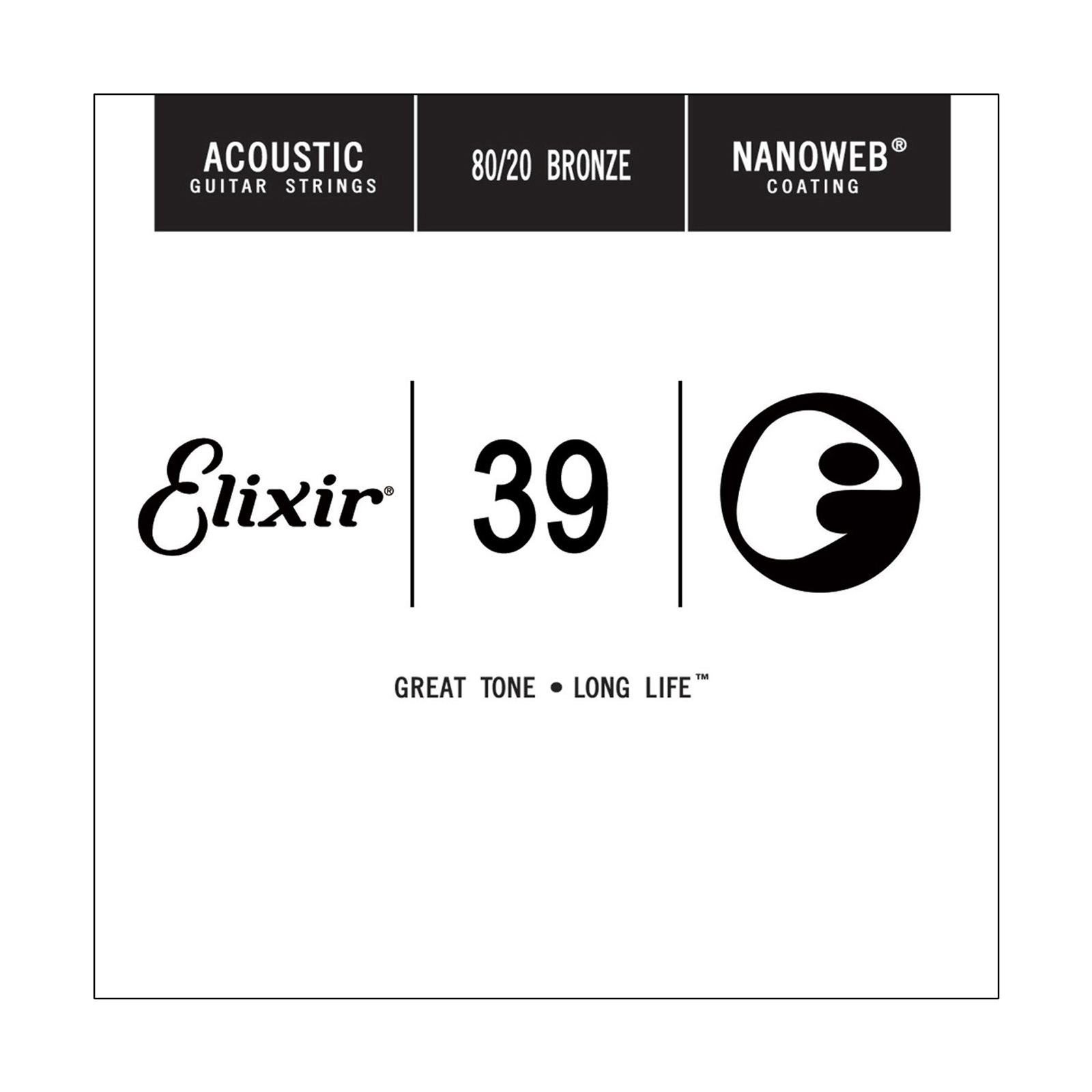 Elixir .039 Gauge 80/20 Bronze Nanoweb Single Guitar String