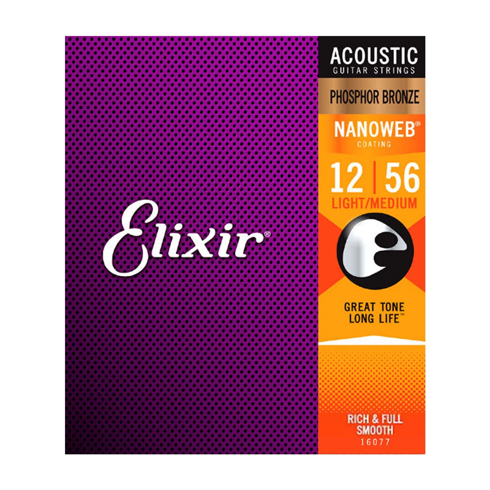 Elixir 12-56 Light/Medium Nanoweb Acoustic Guitar String Set