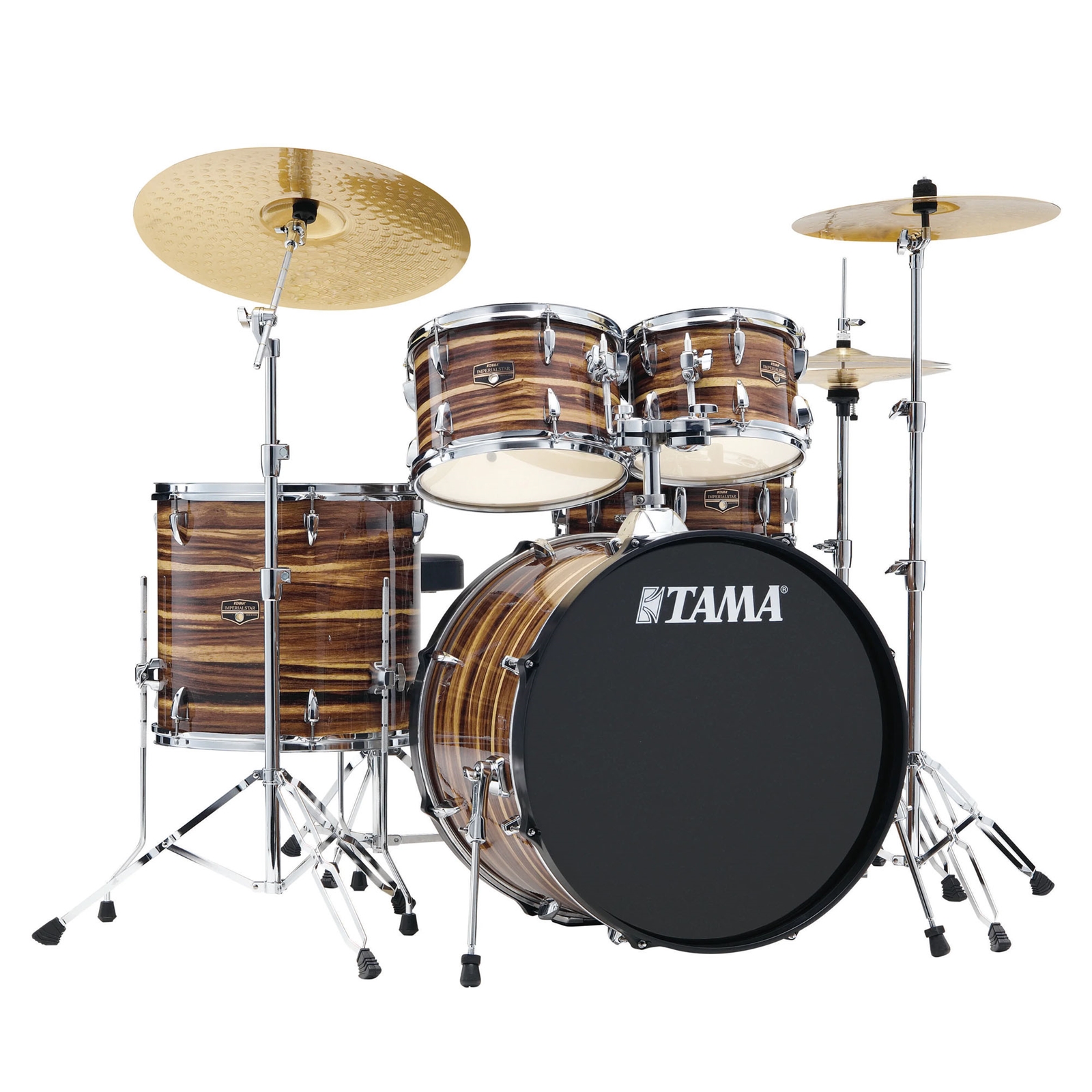 Tama IE50CCTW Imperial Star Complete Drum Kit with 20" Bass Drum, Snare, and Meinl Cymbals - Coffee Teakwood