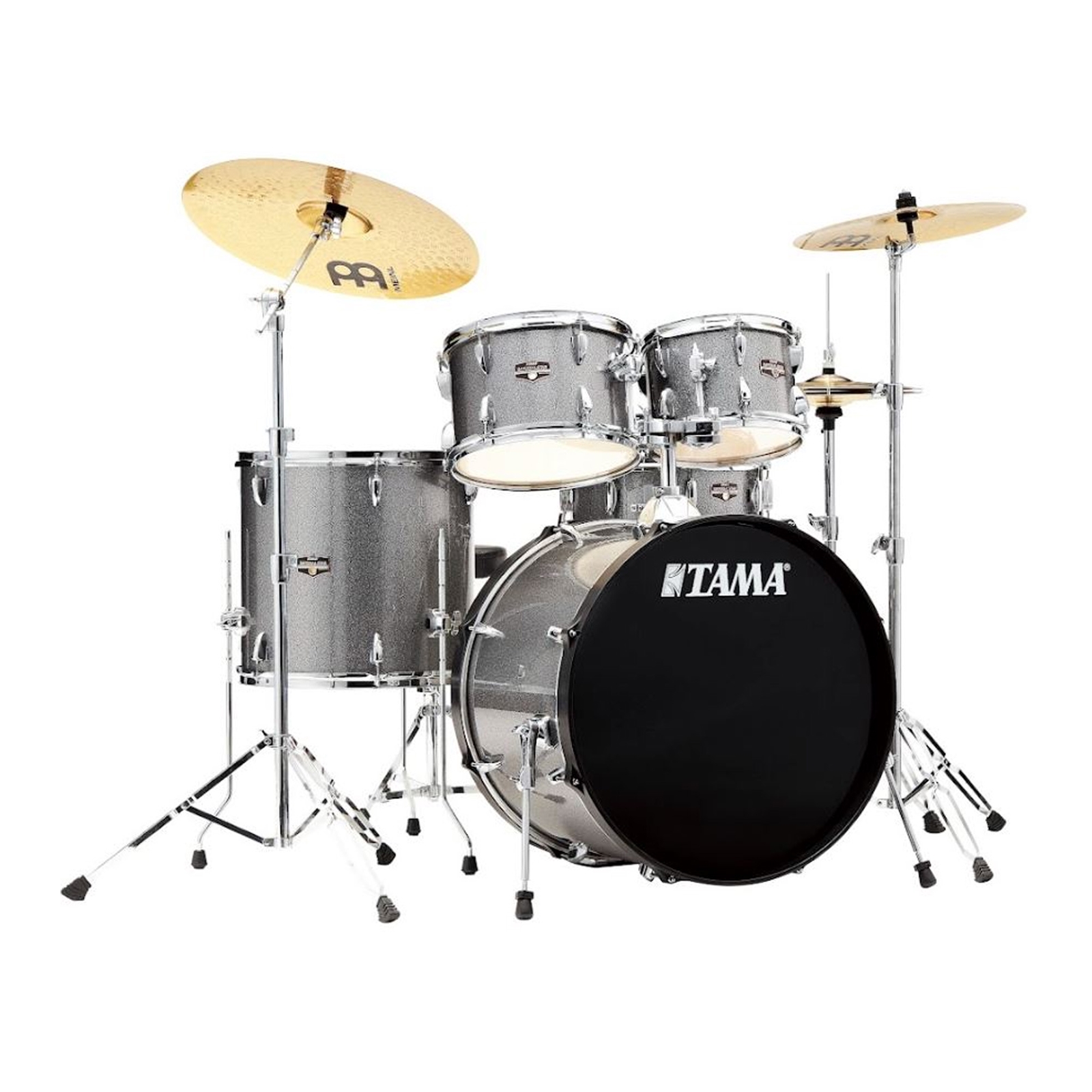 Tama IE52CGXS ImperialStar Complete Drum Set with 22" Bass Drum, Snare, and Meinl Cymbals - Galaxy Silver Finish - AIMM Exclusive